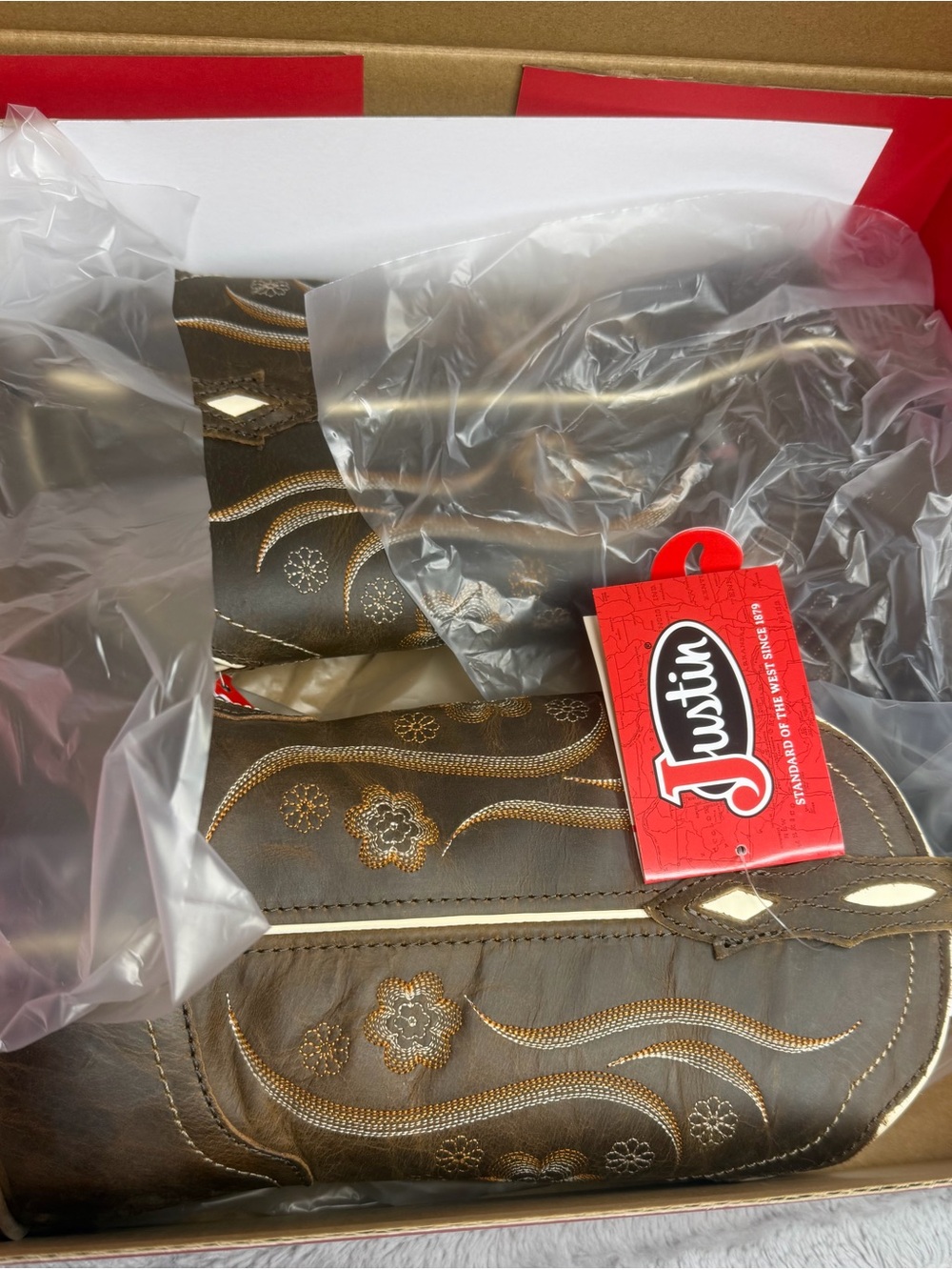 NEW Justin Boots Women's Jesse Brown Western Cowgirl Boots - Square Toe 8 B - Picture 8 of 9